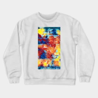 smoothly painted brick wall in blue yellow and red shades Crewneck Sweatshirt